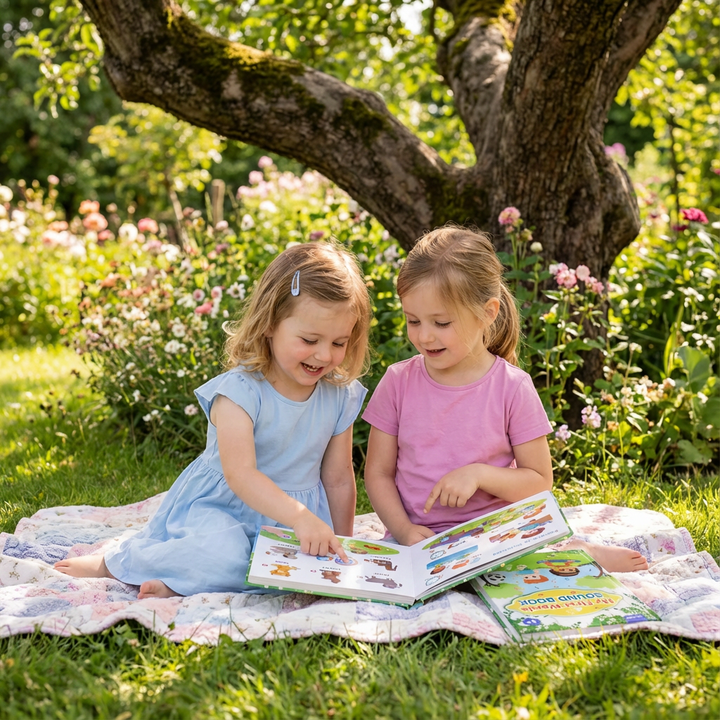Interaktives Englisch Lernbuch für Kinder zum spielerischen Erlernen erster englischer Wörter in Vorschule & Grundschule.