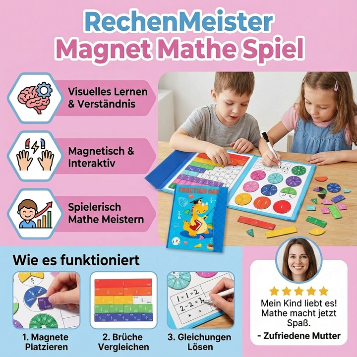 Magnetisches Lernspiel RechenMeister zur mathematischen Förderung von Kindern: Grundschul-Mathe leicht gemacht.