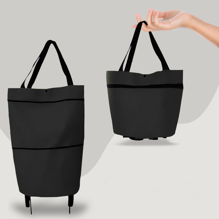 Rosa faltbare Einkaufstasche mit Rollen, 2-in-1 unisex, ideal für Organisation & einfachen Transport.