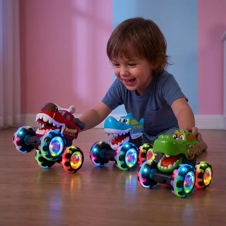Set leuchtender Monster Trucks für Kinder, ideal für Jungen & Mädchen, robustes Action-Spielzeug.