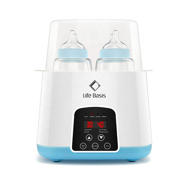 Moderner Flaschenwärmer & Sterilisator; wichtig für Babypflege, Babynahrung und Hygiene im Elternalltag mit Neugeborenen.