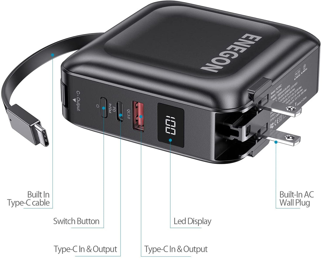 Universal Powerbank 15000 mAh mit AC-Stecker, Schnellladung für Handy & Tablet Zubehör.