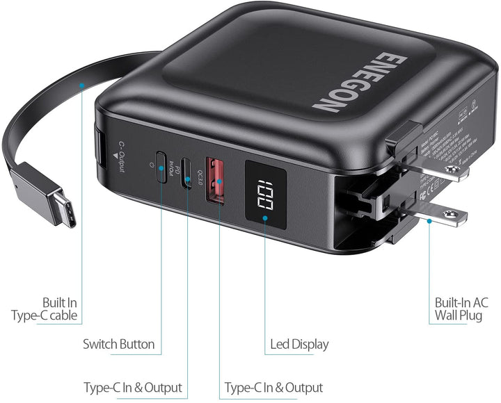 Universal Powerbank 15000 mAh mit AC-Stecker, Schnellladung für Handy & Tablet Zubehör.