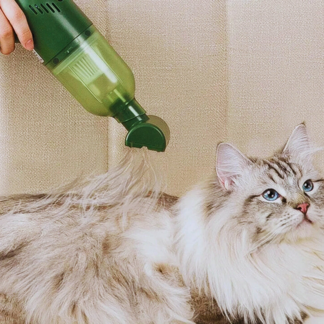 Grüner Handstaubsauger für Tierhaare mit starker Saugkraft, ideal für Haustierbesitzer.