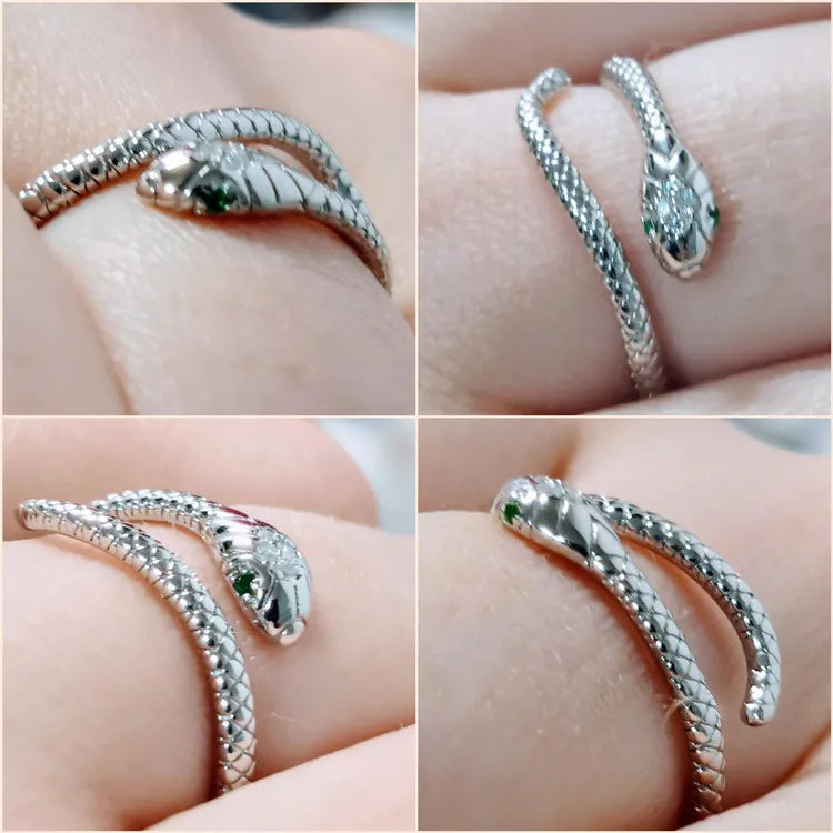 Glitzernder Damen Reptilienring aus Sterlingsilber mit Zirkonen. Perfektes Geschenk für Frauen.