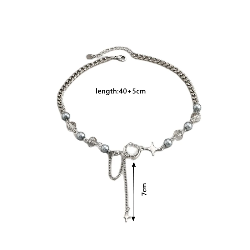 Funkelnde Stern-Kristall-Halskette für Damen, silberfarben, verstellbar, modisches Accessoire.