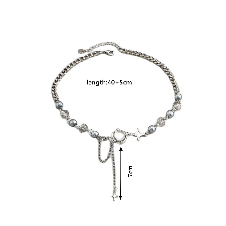 Funkelnde Stern-Kristall-Halskette für Damen, silberfarben, verstellbar, modisches Accessoire.