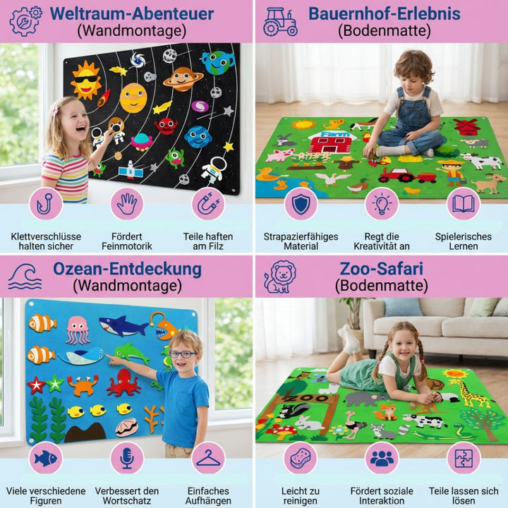 Montessori Filz-Bauernhof Spielset: Tiere, Traktor & Scheune für Rollenspiele & Feinmotorik.