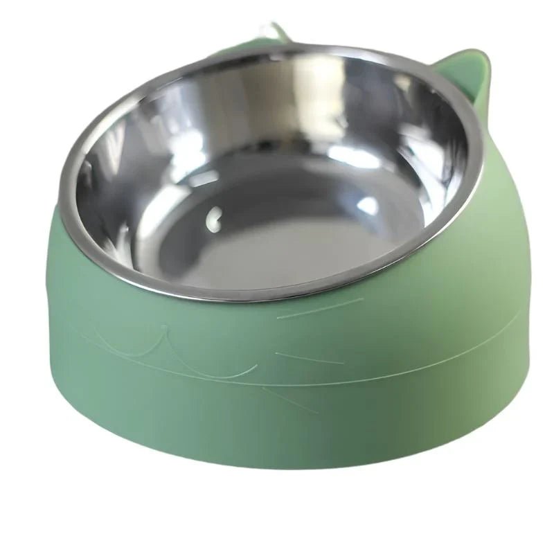 Moderner erhöhter Futternapf für Katzen, Edelstahl, rutschfest, ergonomisch, optimal für eine gesunde Fütterung.