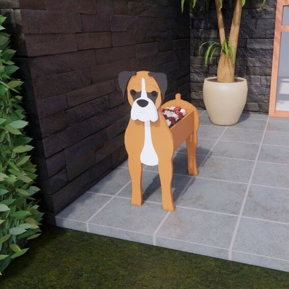 Exklusiver Hunde-Blumentopf, liebevoll handbemalt, für Terrasse & Balkon.