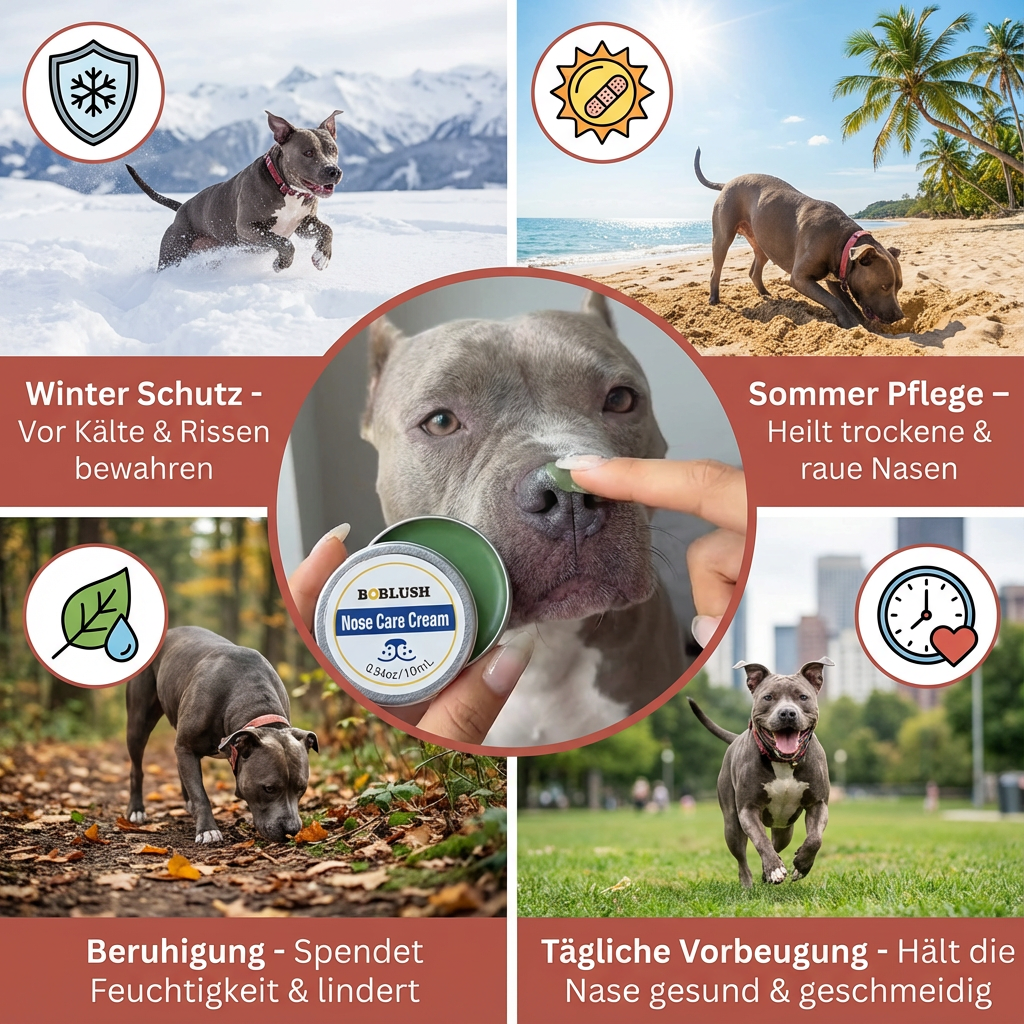 Hundepflege Schnauzenbalsam: Regeneriert trockene Hundenasen, spendet Feuchtigkeit & schützt vor Umwelteinflüssen.