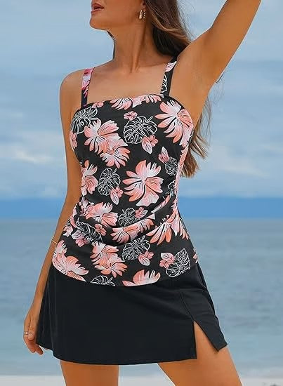 Blickdichter Damen Tankini mit UV-Schutz, Retro-Stil & High-Waist Unterteil für eine schmeichelhafte Silhouette.