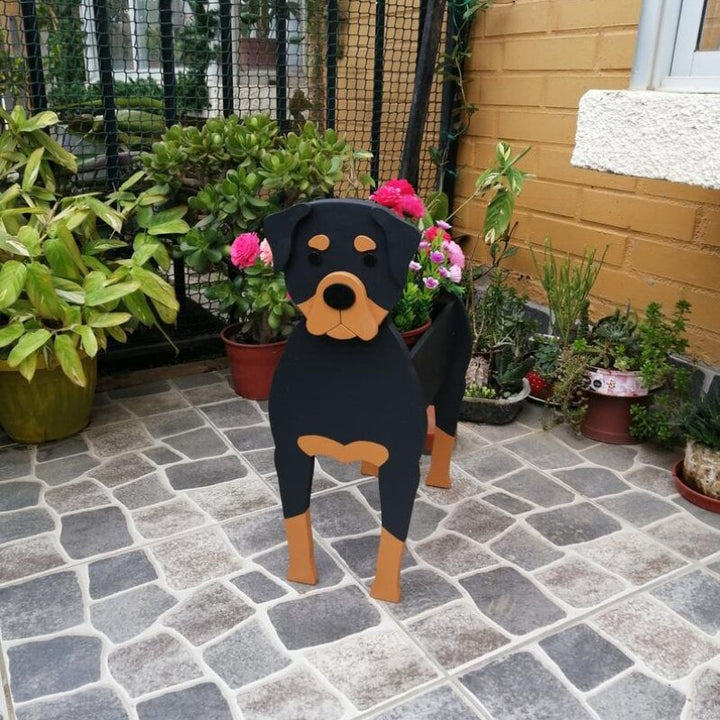 Süßer Hunde-Blumentopf als Blickfang, für Garten oder als Innendeko.