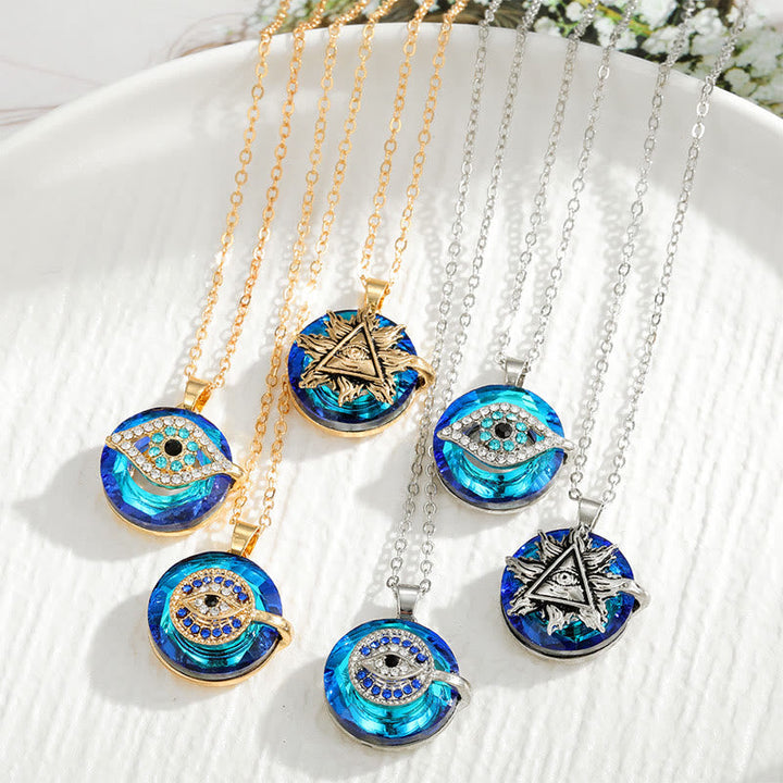 Damen Schutz-Halskette mit ovalem Böser Blick Amulett, eleganter Glücksbringer Schmuck.