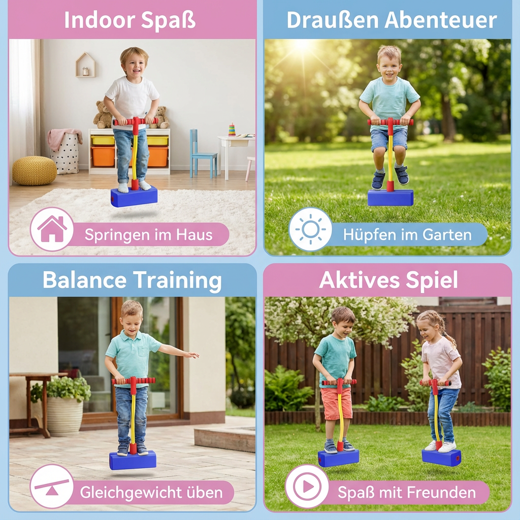 Ergonomischer Griff des Kinder Pogo-Hüpfers aus Schaumstoff für sicheren Halt beim Hüpfen & Spielen.