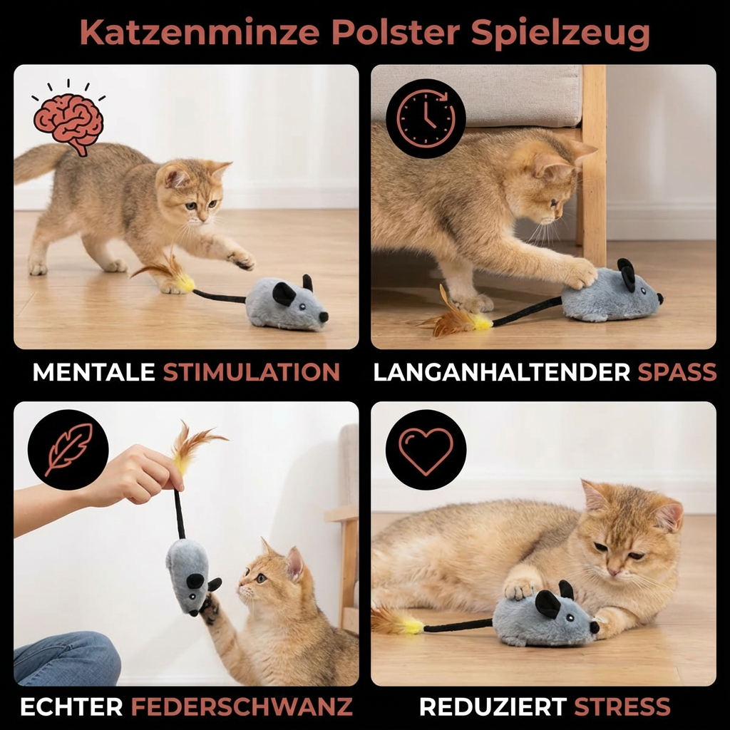 Realistisches interaktives Maus-Katzenspielzeug aus robustem Material, perfekt für neugierige Stubentiger.