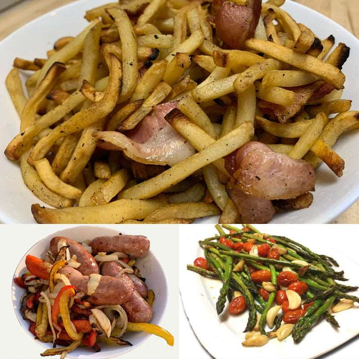 Leicht zu bedienender, drehbarer Edelstahl Grillkorb für Gemüse & Fleisch. Ideal für entspanntes Outdoor-BBQ.