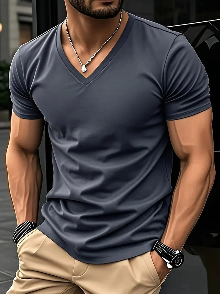 Lässiges Herren V-Ausschnitt T-Shirt, Slim Fit Kurzarm, ideal für jeden Tag & Komfort.
