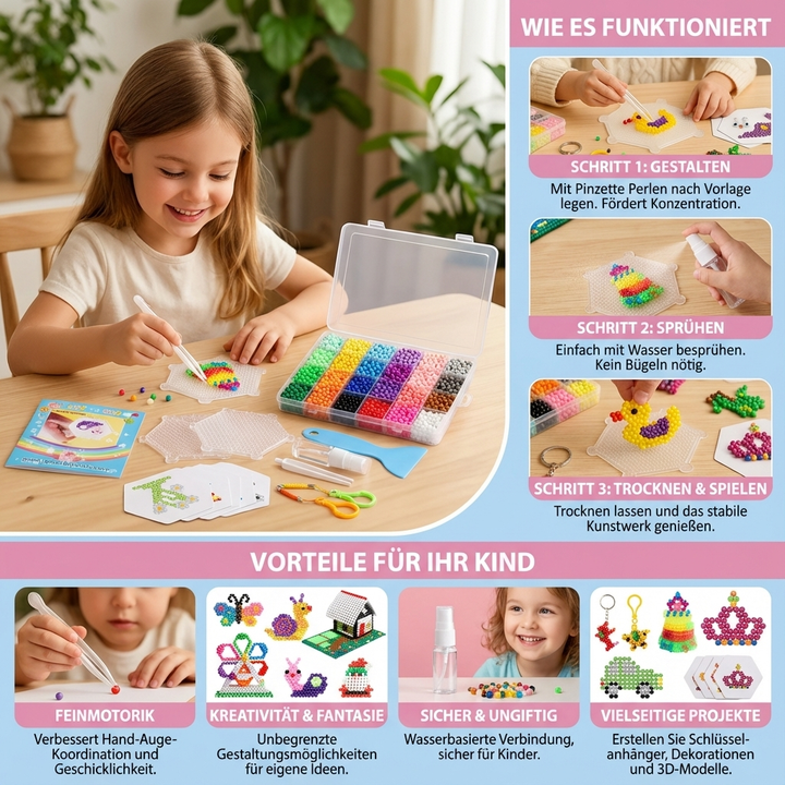 Umfassendes Magisches Wasserperlen Bastelset mit bunten Perlen & Zubehör für kreative Kinder.