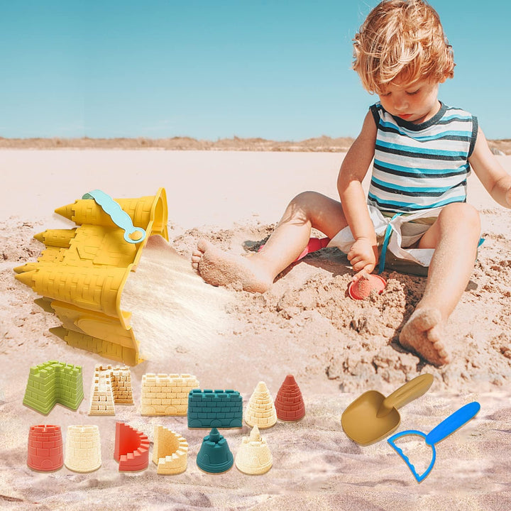 Montessori Sandspielzeug-Set für Kinder, ideal für kreativen Outdoor-Spaß im Sandkasten oder am Strand.