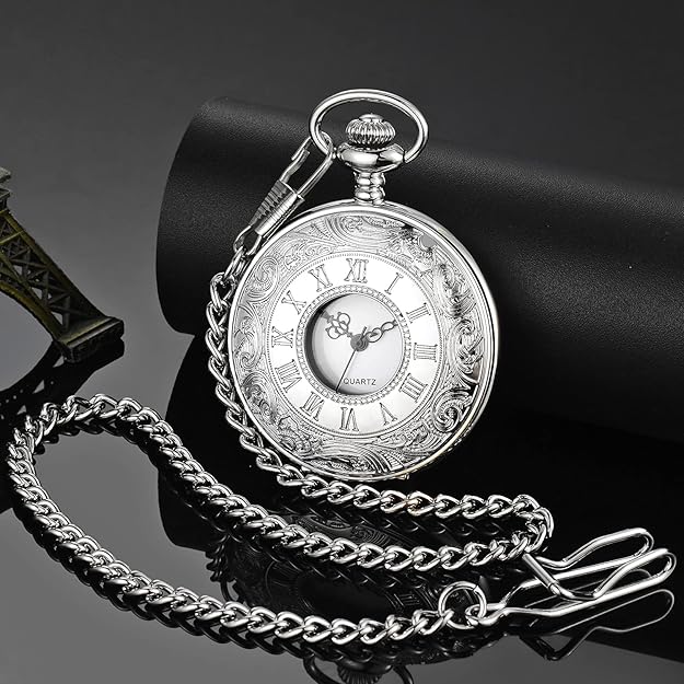 Retro Stil Taschenuhr mit Kette, ideale Geschenkidee für Sie & Ihn.