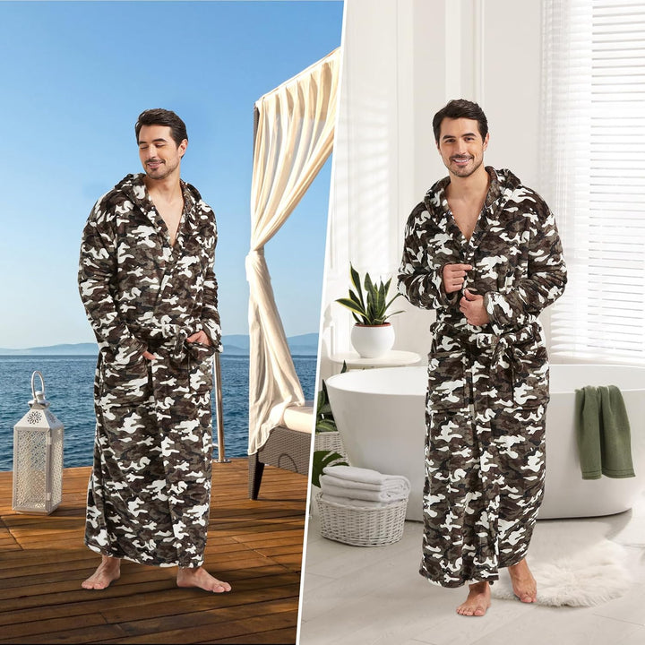 Plüschiger Herren Winter Bademantel, ideal für kühle Tage und Entspannung.