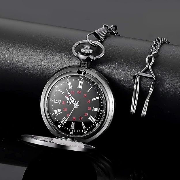 Elegante Unisex Vintage Taschenuhr mit langer Kette, perfektes Accessoire.