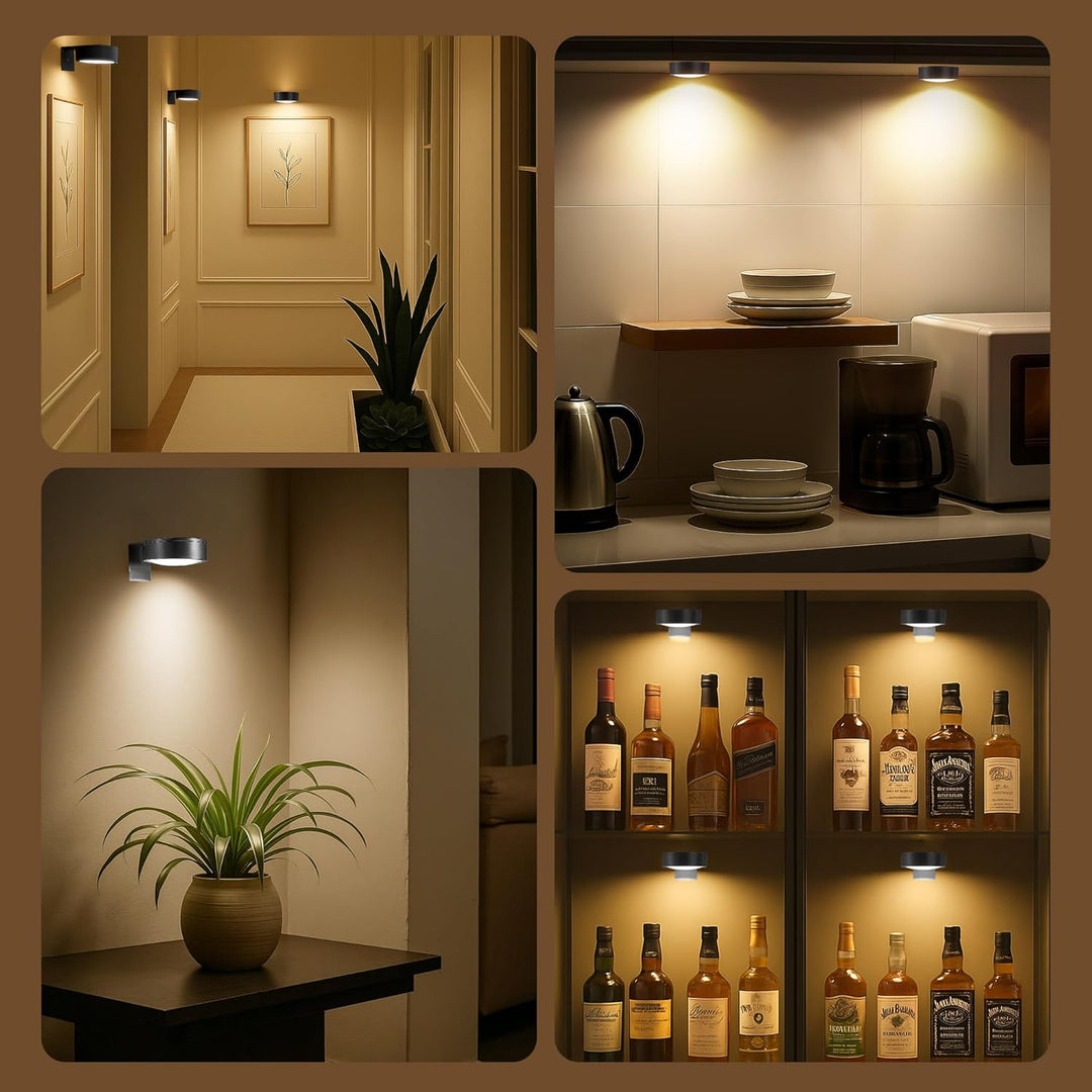 Vielseitige magnetische LED Bilderleuchte, kabellos und dimmbar, schafft gemütliche Atmosphäre.