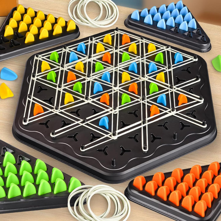 Lernspiel: Gummiband-Denkspiel für Kinder & Erwachsene. Fördert Strategie, Logik & Geometrie als Familienbrettspiel.