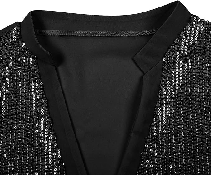 Trendige Paillettenbluse für Damen in Übergröße, V-Ausschnitt, elegant für Abendveranstaltungen.