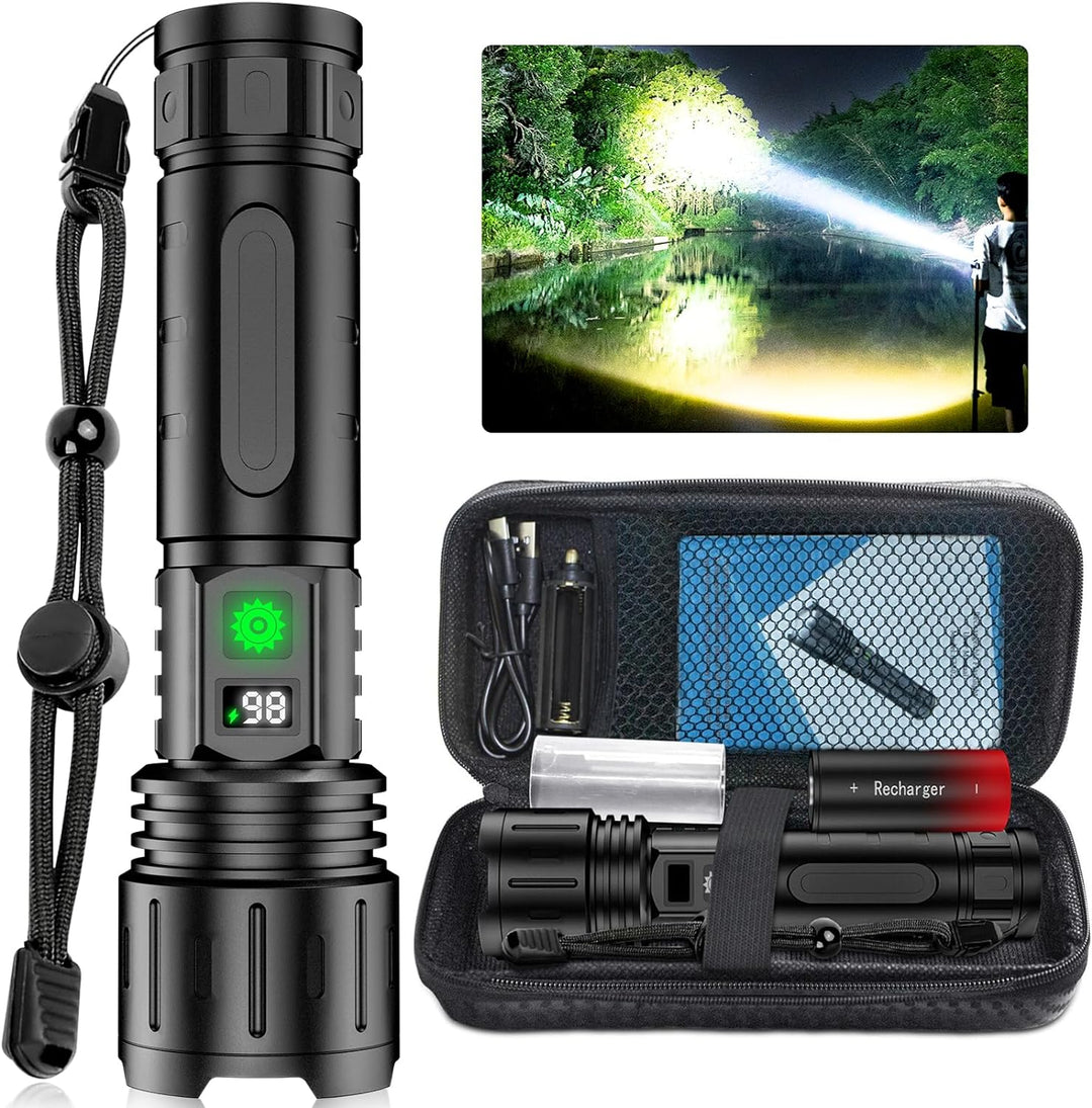 Ultimative LED-Taschenlampe mit Powerbank, robust und wasserdicht, ideal für Outdoor, Camping & Notfall.