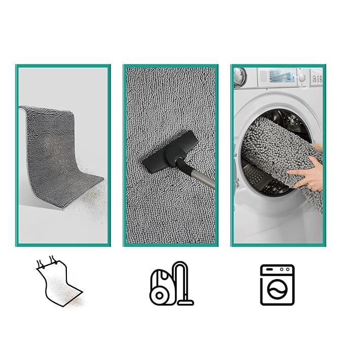 Dunkelgraue Schmutzfangmatte für Hunde, ideal als Pfotenreiniger. Verhindert Dreck im Haus nach dem Spaziergang.