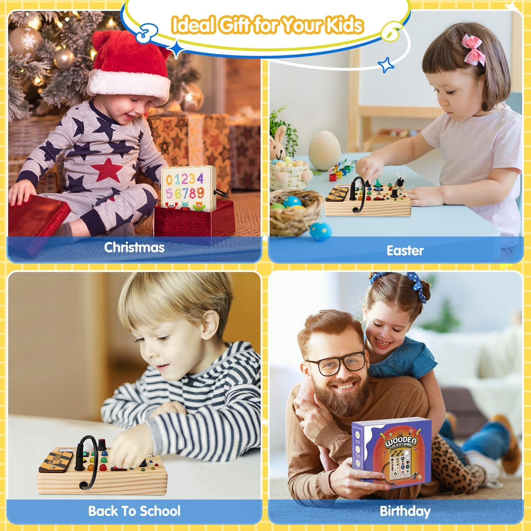 Interaktive Montessori LED-Pinnwand, sicheres und ansprechendes Lernspielzeug für Kleinkinder zur Frühförderung.