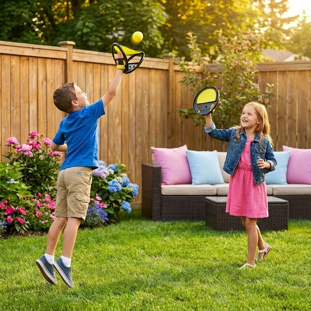Buntes Fangball Spielzeug für Kinder, ideal für Outdoor-Bewegung und Geschicklichkeitstraining.