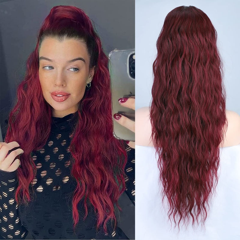 Ultra-lange 76cm Pferdeschwanz-Extension mit Wellen & Volumen, einfacher Krallenclip.