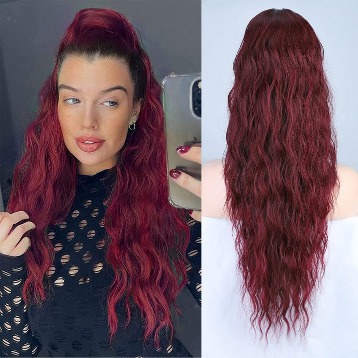 Ultra-lange 76cm Pferdeschwanz-Extension mit Wellen & Volumen, einfacher Krallenclip.