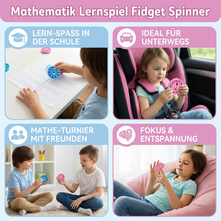 Fidget Spinner für Mathematikunterricht: Kinder lernen spielerisch Rechnen, Kopfrechnen & Zahlen. Pädagogisches Lernspiel.
