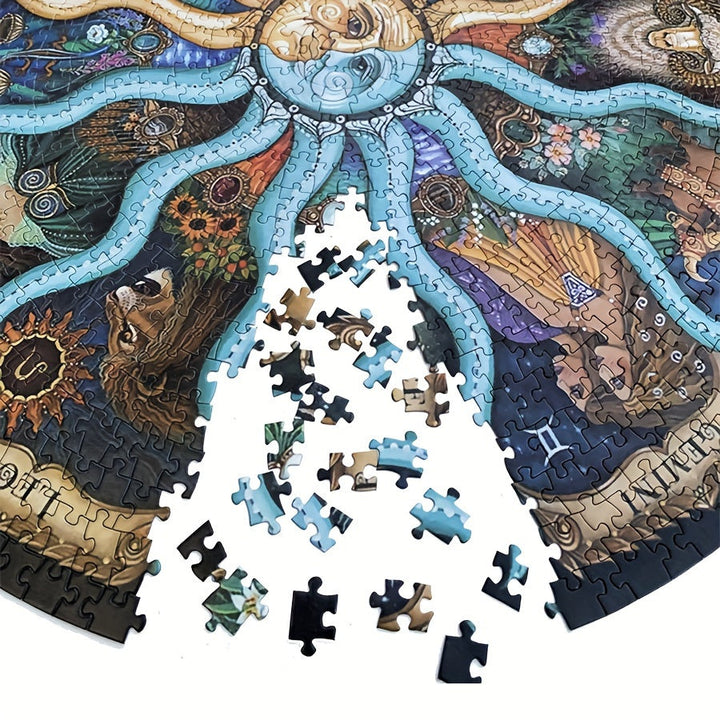 Detailreiches Sternzeichen-Puzzle mit 1000 Teilen. Jedes Tierkreiszeichen ist kunstvoll dargestellt. Für Erwachsene.