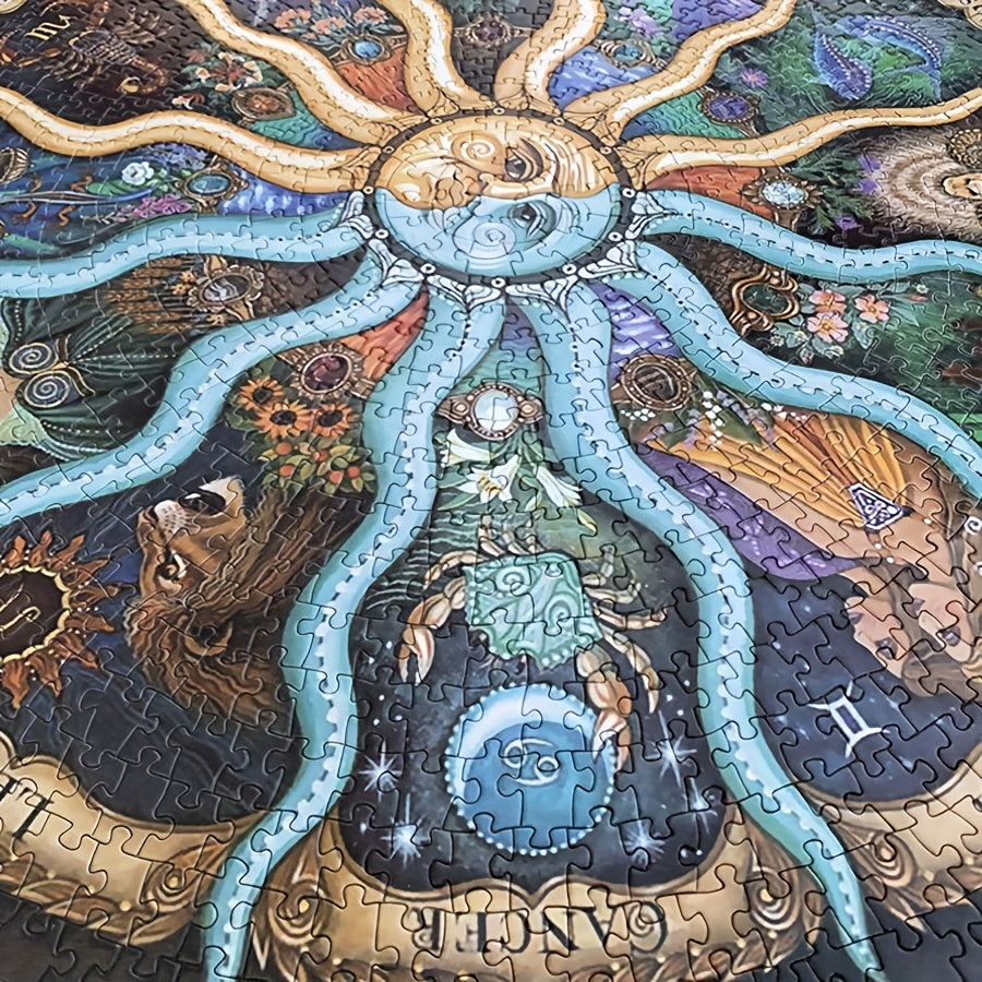 Geschenkidee: Rundes Astrologie-Puzzle für Erwachsene, 1000 Teile. Tolles Sternzeichen-Motiv für Puzzle-Fans.