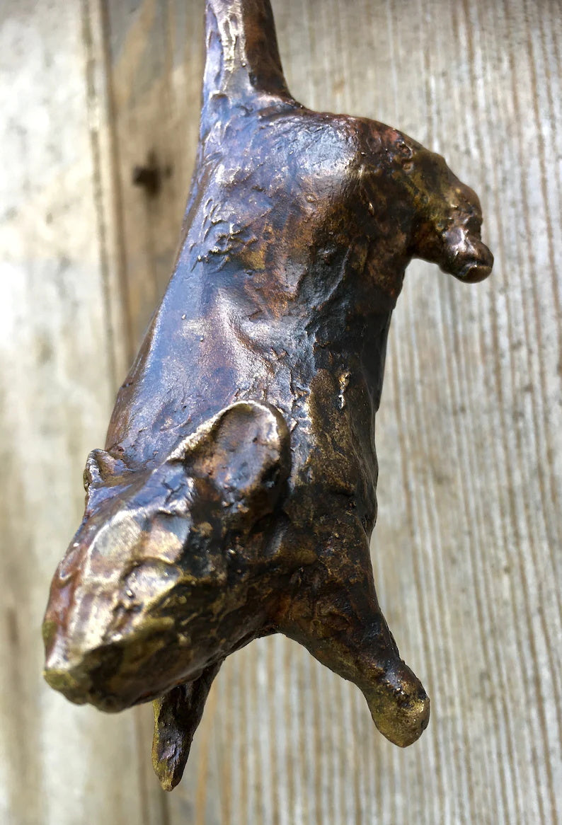 Exklusiver, handgearbeiteter Türklopfer Katze aus Bronze, ein Unikat für Ihre Tür.
