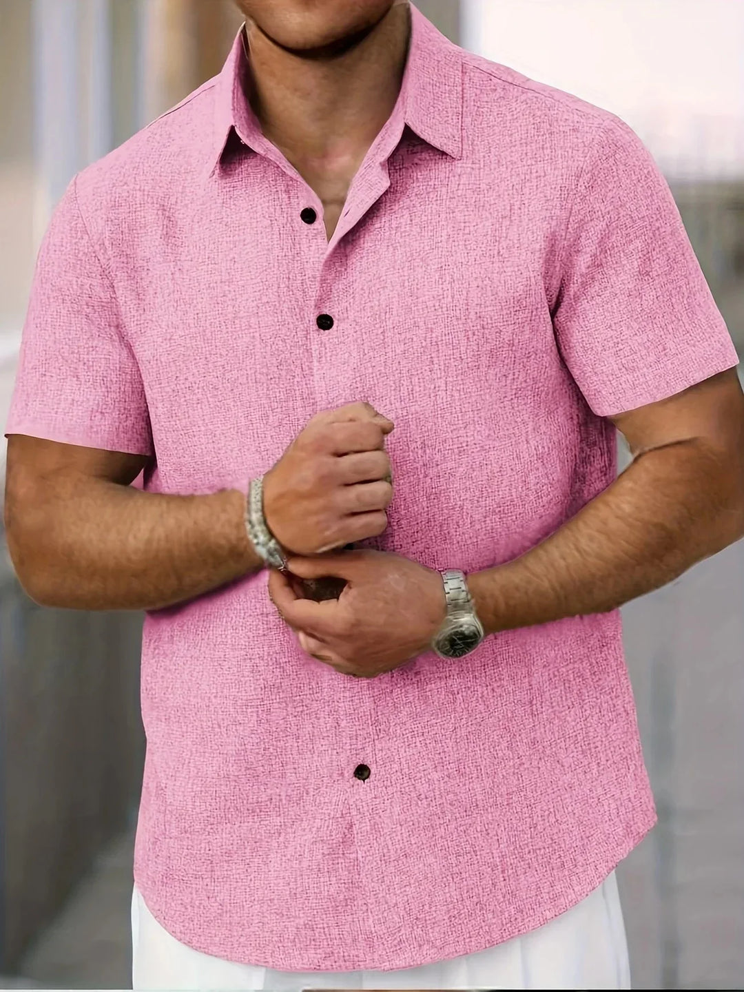Herren Kurzarmhemd, atmungsaktiv, vielseitig, ideal für Sommer & Strand.