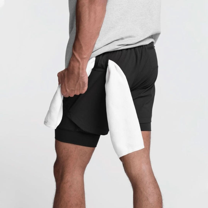 Komfortable Herren 2-in-1 Sportshorts, ideal für Fitness-Training & Sommer-Sport.