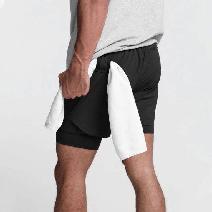 Komfortable Herren 2-in-1 Sportshorts, ideal für Fitness-Training & Sommer-Sport.
