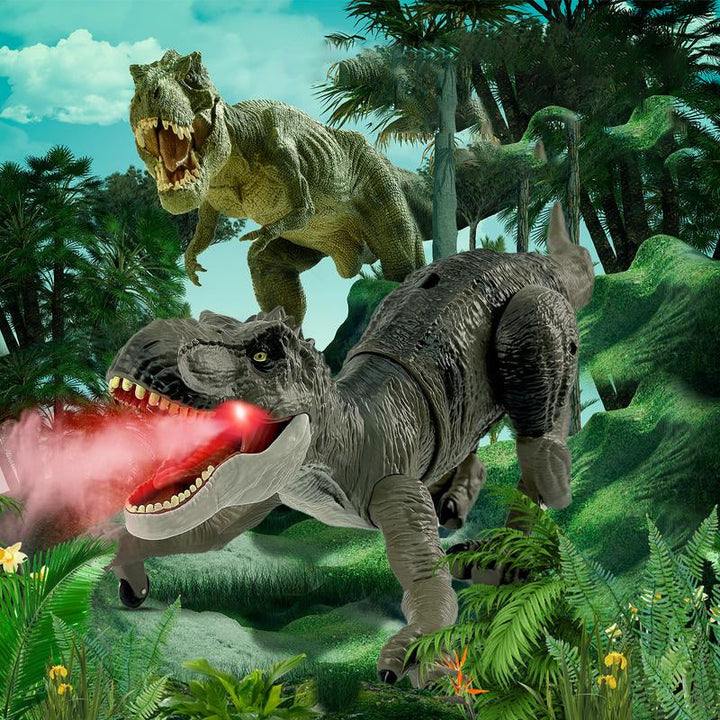 Beweglicher RC Velociraptor mit Nebelspray, spannendes elektronisches Kinderspielzeug.