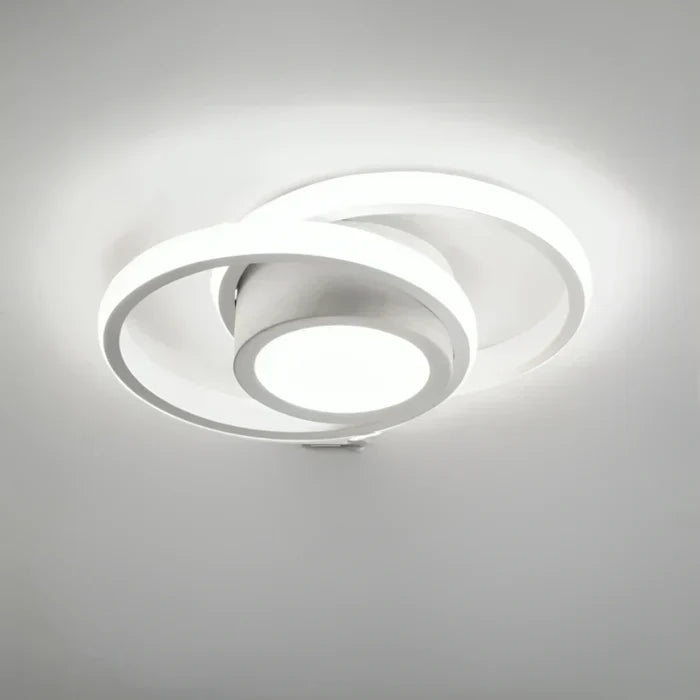 Minimalistische Doppelring LED-Deckenlampe, stilvolle Beleuchtung für Wohnzimmer und Büro.