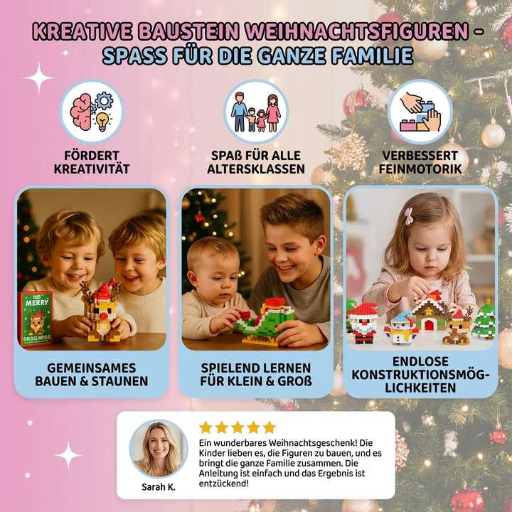 DIY Weihnachtsfiguren aus Bausteinen, lustiges Spielzeug für die Adventszeit.