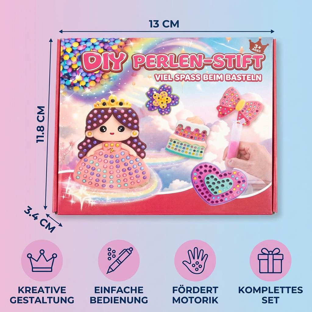 Malen mit Perlen: DIY Set für Kinder. Kreatives Lernspielzeug fördert Fantasie, Konzentration und Hand-Augen-Koordination.