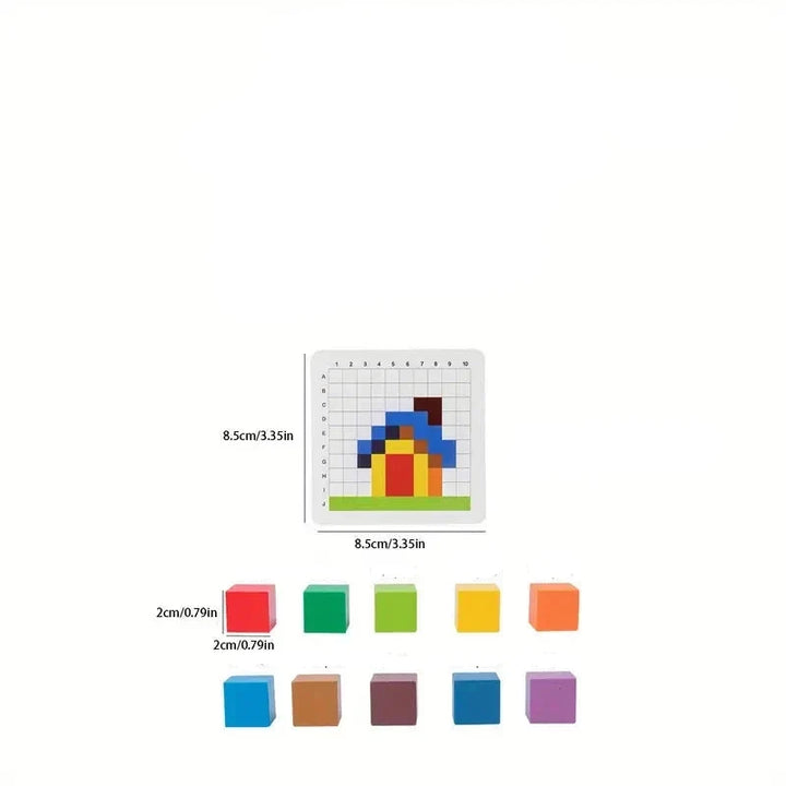 Fröhliches Holzspiel: Montessori-Lernspiel für Kinder. Spielerisch Farben, Zahlen, Buchstaben erfahren & Motorik üben.