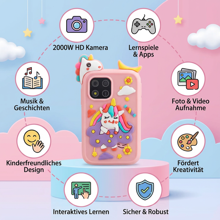 Entdecke spielerisch Zahlen & Buchstaben mit dem pädagogischen Kinder Smartphone Lernspielzeug.