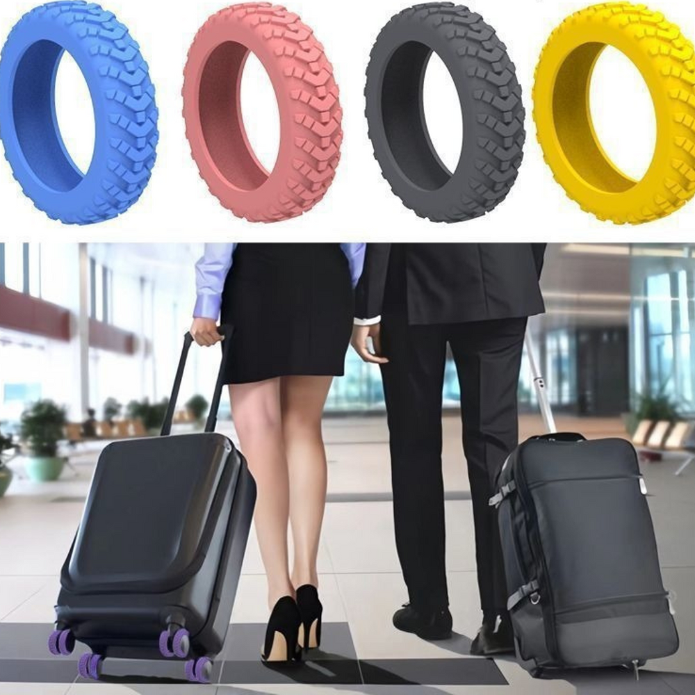 Leise Rollenschützer (8er Set) für Koffer in verschiedenen Farben, mindert Rollgeräusche und schont Böden.